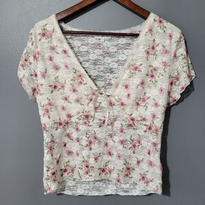 RILEY & JAMES Top Size XL Coquette Dainty Floral Feminine Flirty Bow Womens